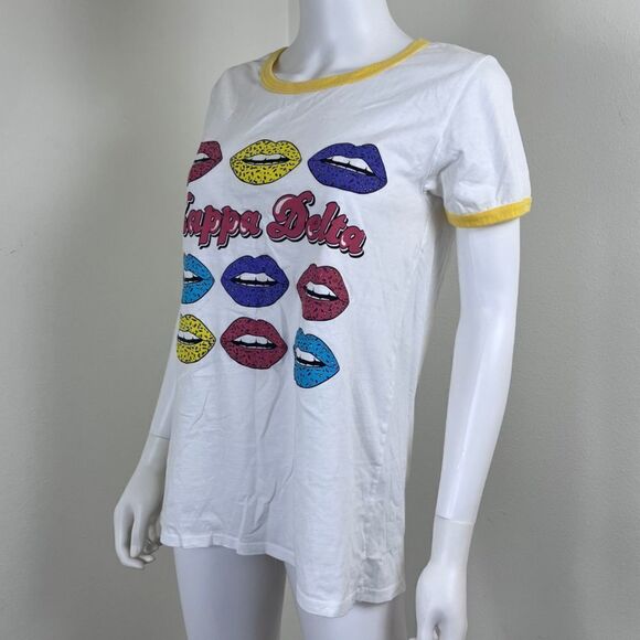 Kappa Delta Women Size L Ringer Graphic Cotton Novelty Pullover Short Sleeve Top - Picture 3 of 13